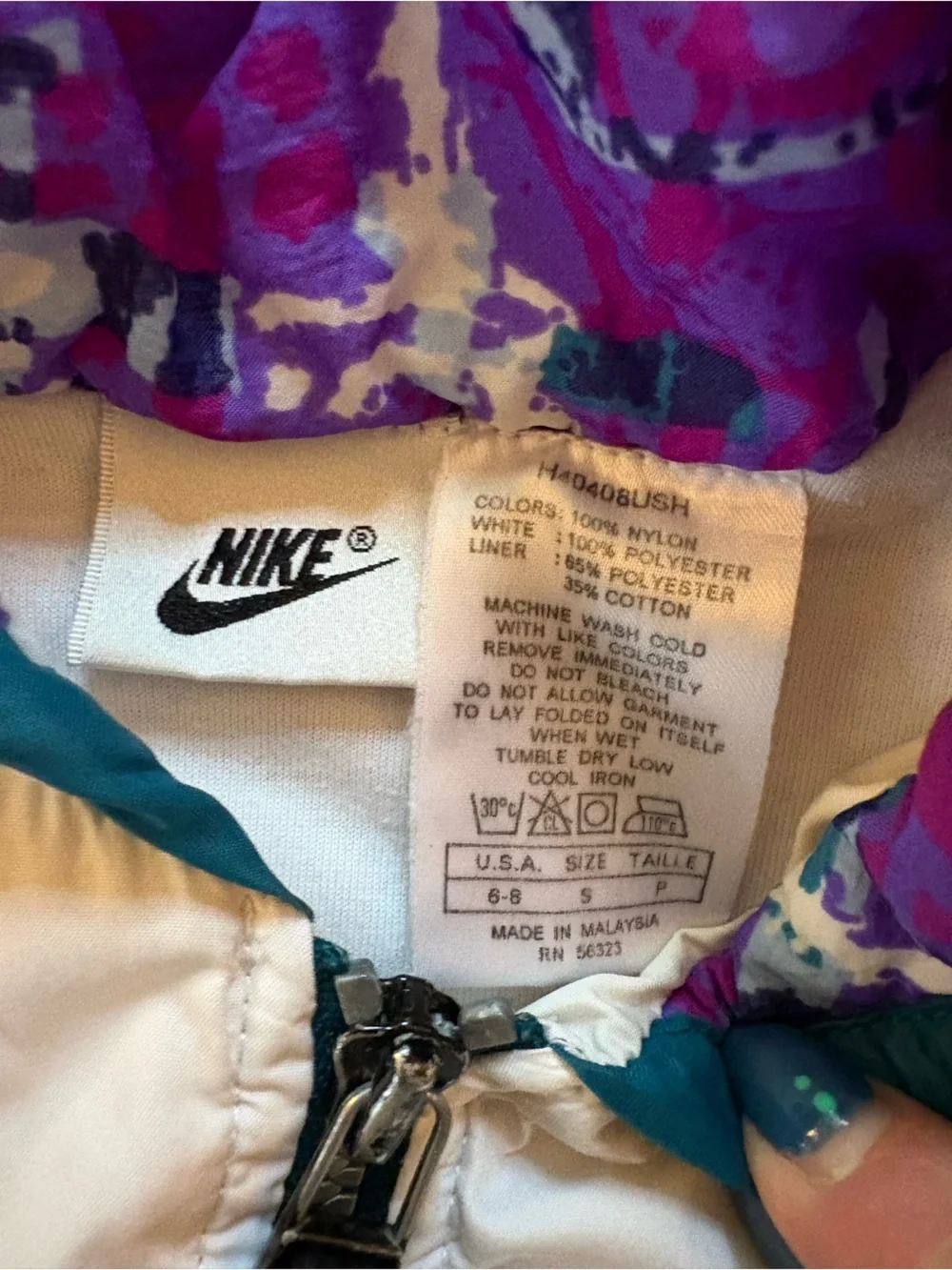 Vintage 90’s Nike Teal, Purple & Cream Nike Colorblock Windbreaker Jacket